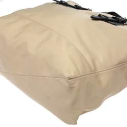 Lancel Beige/Black Nylon and Leather Basket Zip Tote