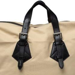 Lancel Beige/Black Nylon and Leather Basket Zip Tote