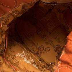 Pre Owned Lancel White/Orange Leather Premiere Flirt Bucket Bag