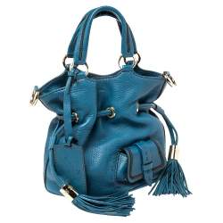 Pre Owned Lancel Blue Leather Premier Flirt Bucket Bag