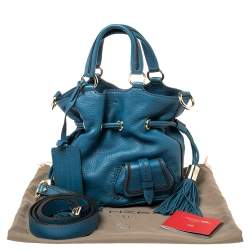 Pre Owned Lancel Blue Leather Premier Flirt Bucket Bag