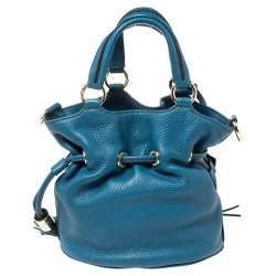 Pre Owned Lancel Blue Leather Premier Flirt Bucket Bag