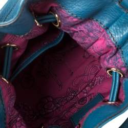 Pre Owned Lancel Blue Leather Premier Flirt Bucket Bag