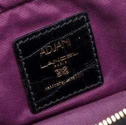 Lancel Black Croc Embossed Leather Adjani Satchel