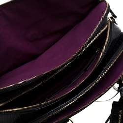 Lancel Black Croc Embossed Leather Adjani Satchel