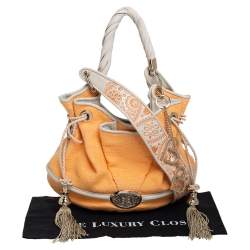 Pre Owned Lancel Orange Fabric Le Brigitte Bardot Bucket Bag