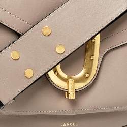 Pre Owned Lancel Mauve/Black Leather Bold Flap Crossbody Bag