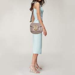 Pre Owned Lancel Mauve/Black Leather Bold Flap Crossbody Bag