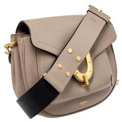 Pre Owned Lancel Mauve/Black Leather Bold Flap Crossbody Bag