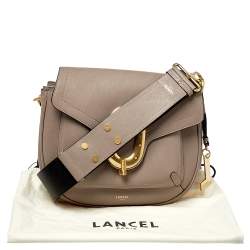Pre Owned Lancel Mauve/Black Leather Bold Flap Crossbody Bag