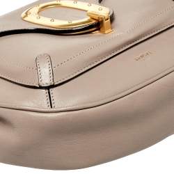 Pre Owned Lancel Mauve/Black Leather Bold Flap Crossbody Bag