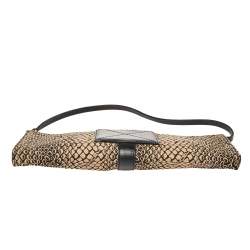 Lancel Beige/Black Python Printed Canvas and Leather Baguette