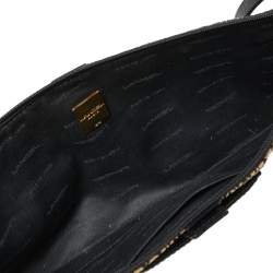 Lancel Beige/Black Python Printed Canvas and Leather Baguette