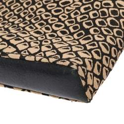 Lancel Beige/Black Python Printed Canvas and Leather Baguette