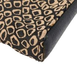Lancel Beige/Black Python Printed Canvas and Leather Baguette