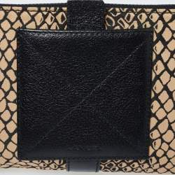 Lancel Beige/Black Python Printed Canvas and Leather Baguette