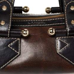 Pre Owned Lancel Brown Lizard and Leather Satchel