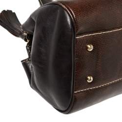 Pre Owned Lancel Brown Lizard and Leather Satchel