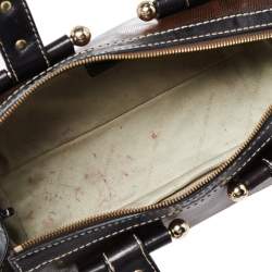 Pre Owned Lancel Brown Lizard and Leather Satchel