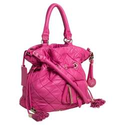 Pre Owned Lancel Pink Quilted Leather Limited Edition Premiere Flirt Bucket Bag