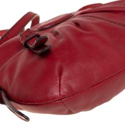 Lancel Red Pleated Leather Shoulder Bag