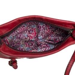 Lancel Red Pleated Leather Shoulder Bag