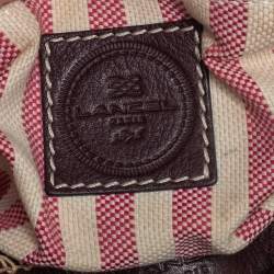 Pre Owned Lancel Mocha Brown Whipstitch Leather Side Pocket Satchel