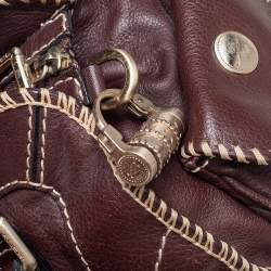 Pre Owned Lancel Mocha Brown Whipstitch Leather Side Pocket Satchel