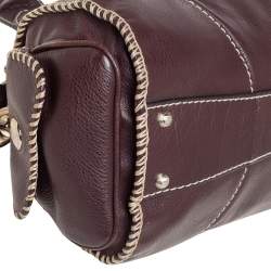 Pre Owned Lancel Mocha Brown Whipstitch Leather Side Pocket Satchel