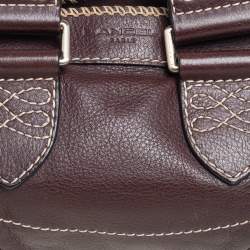 Pre Owned Lancel Mocha Brown Whipstitch Leather Side Pocket Satchel