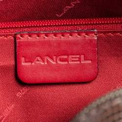 Lancel Dark Brown Lizard Embossed Leather Front Pocket Satchel