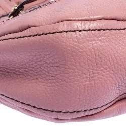 Lancel Pink Grained Leather Buckle Hobo