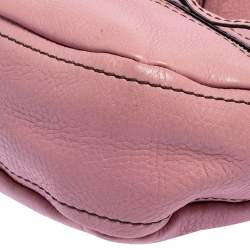 Lancel Pink Grained Leather Buckle Hobo