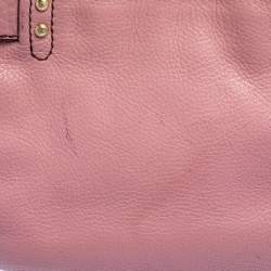 Lancel Pink Grained Leather Buckle Hobo