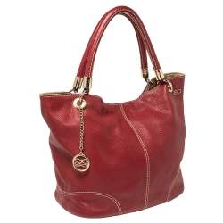 Lancel Red Leather French Flair Hobo