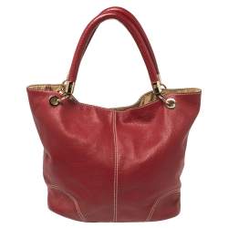 Lancel Red Leather French Flair Hobo