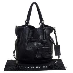 Pre Owned Lancel Black Pebbled Leather Premiere Flirt Bucket Bag