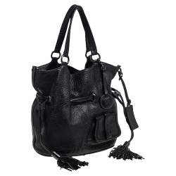 Pre Owned Lancel Black Pebbled Leather Premiere Flirt Bucket Bag