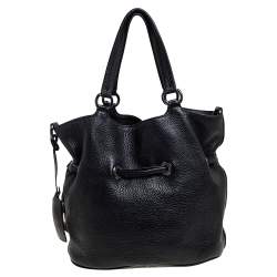 Pre Owned Lancel Black Pebbled Leather Premiere Flirt Bucket Bag