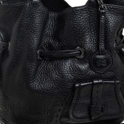Pre Owned Lancel Black Pebbled Leather Premiere Flirt Bucket Bag
