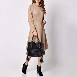 Pre Owned Lancel Black Pebbled Leather Premiere Flirt Bucket Bag