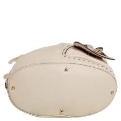 Pre Owned Lancel Cream Pebbled Leather Premiere Flirt Bucket Bag