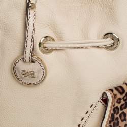 Pre Owned Lancel Cream Pebbled Leather Premiere Flirt Bucket Bag