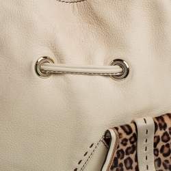 Pre Owned Lancel Cream Pebbled Leather Premiere Flirt Bucket Bag
