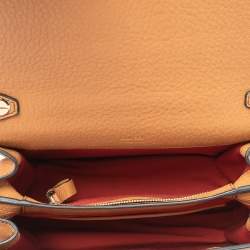 Lancel Tan Python and Leather Flap Top Handle Bag