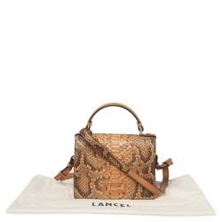 Lancel Tan Python and Leather Flap Top Handle Bag