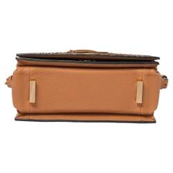 Lancel Tan Python and Leather Flap Top Handle Bag