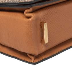 Lancel Tan Python and Leather Flap Top Handle Bag