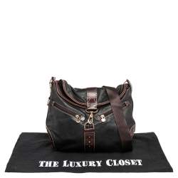 Pre Owned Lancel Black/Brown Studded Leather Shoulder Bag
