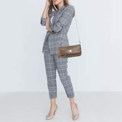 Pre Owned Lancel Brown Quilted Leather Flap Chain Shoulder Bag